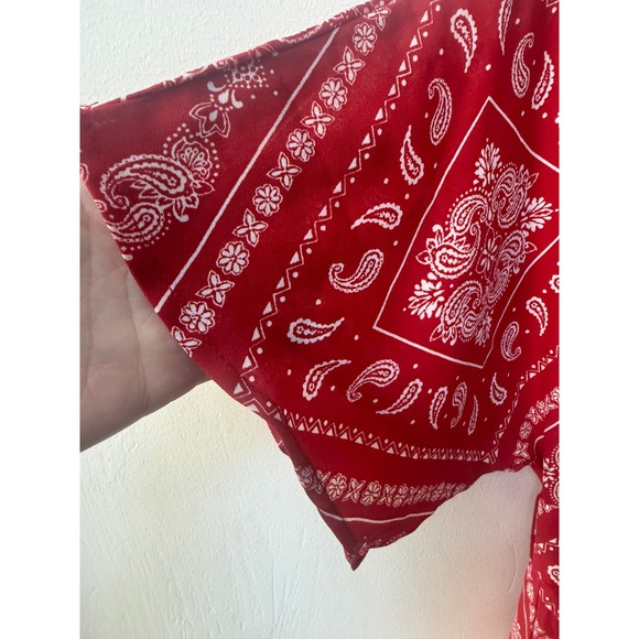 Forever 21 Womens Western Bandana Print Midi Dress Red Size S Boho Festival - Picture 3 of 10